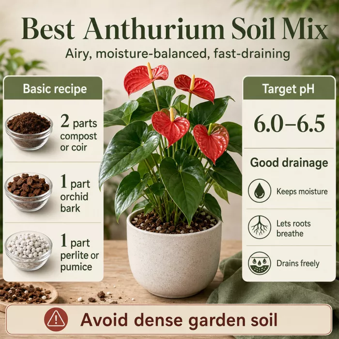 Anthurium soil mix and drainage guide