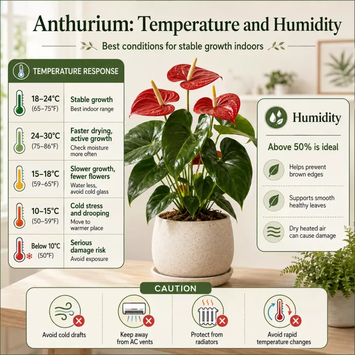 Anthurium temperature and humidity care guide