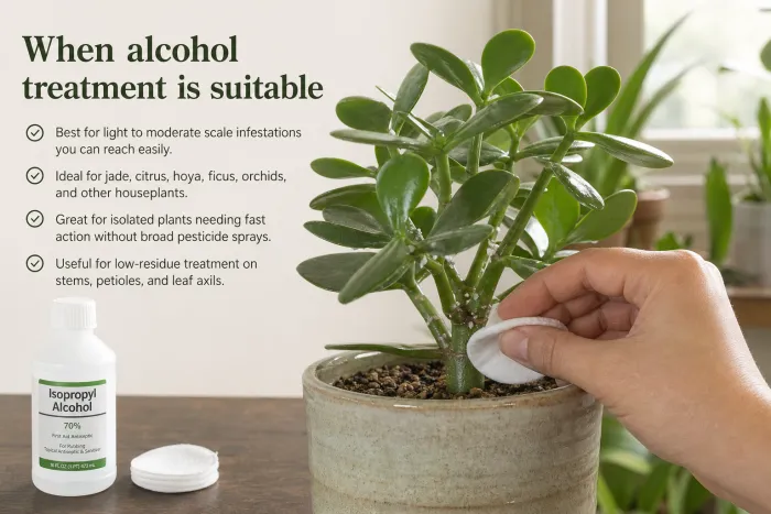 Safe rubbing alcohol treatment for scale insects