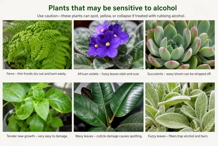 Alcohol scale insect control for sensitive plants