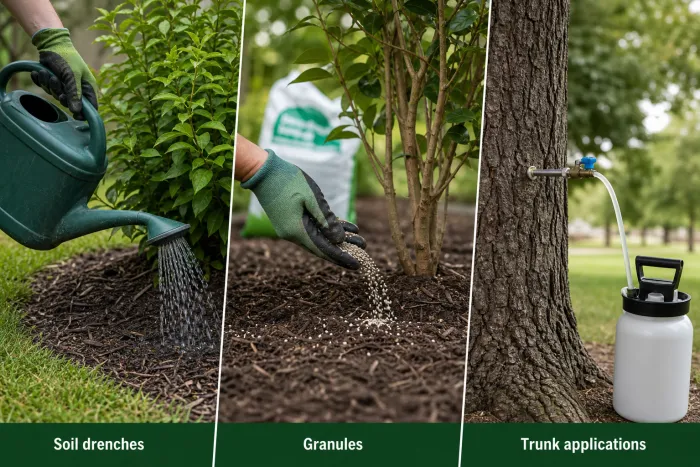 Soil drench systemic scale control treatment