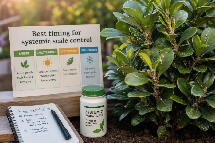 Spring systemic insecticide timing for scale